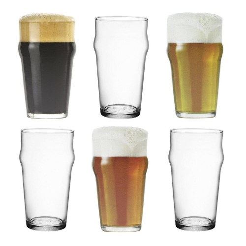 Set Of 6 Nonic Pint Glasses 58.5cl Noniq Lager Cider Beer Glasses Pub Bar Full
