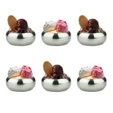 6 x Stainless Steel Ice Cream Bowls Dessert Appetizer Fruit Cocktail Cup Dish