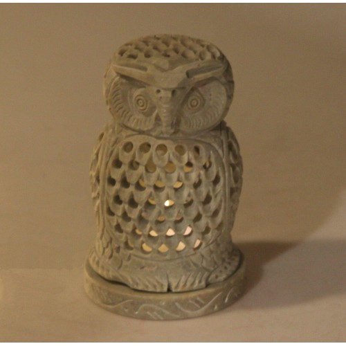 Owl Tealight Burner Soapstone Holder Warmer Fragrance Scent Aromatherapy Gift