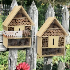 Wooden Insect Bee House Bug Hotel Natural Wood Shelter Garden Nest Nesting Box