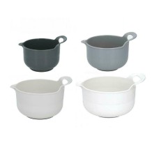 4 Piece Mixing Bowl Set Plastic Non-Slip Baking Cooking Pouring Lip Handle Bowl
