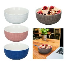 Cereal Bowls 4-Piece Round Breakfast Cereal Oatmeal Bowls Woven Pattern Colours