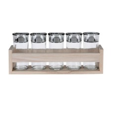 Spice Rack Wooden Stand 5 Herb Jars Wall Mounted Free Standing Kitchen Storage