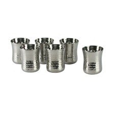 6 x Stainless Steel Hammered Glasses Tumblers 350ml Metal Drinking Cups Stackabl