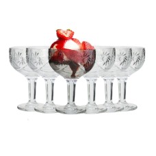 Ice Cream Dessert Bowls Glass Set Of 6 Sundae Fruit Cocktail Footed Dish Tall