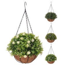 Artificial Hanging Topiary Flower Balls Buxus Faux Plant Garden Patio Dec Basket