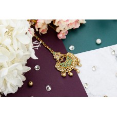 Gold Indian Maang Tikka Headpiece Mint Green Traditional Jewellery Handmade Wedding Bollywood Tikka Gold Polki Stone Jewelry Pearl Fashion
