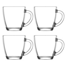 Set of 4 Coffee Mugs Clear Glass Tea Cup Espresso Mocha Latte Hot Drinks 230ml