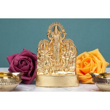 Ganesha Lakshmi Saraswati Statue Murti Car Golden Metal Small Idol Hindu God Goddess Home Office Mandir Temple D‚cor  Diwali Gift Handmade