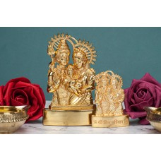 Shiv Parivar Statue Murti Car Golden Metal Small Lord Shiva Parvati Ganesha Idol Hindu God Home Office Mandir Temple D‚cor  Diwali Handmade