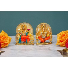 Ganesh Statue Murti Car Golden Gemstone Metal Small Sitting Ganesha Ganpati Handmade Idol Hindu Office Mandir Temple Diwali D‚cor  God Home