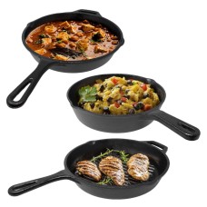 Cast Iron Frying Pan Skillet Griddle Pan Grill Fry Cooking Steak Meat Heavy Duty