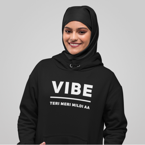 Diljit Dosanjh: Vibe Teri Meri Mildi Aa Unisex Hoodie - Black