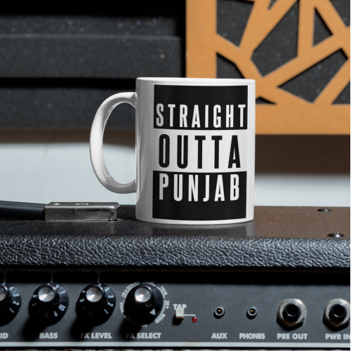 Straight Outta Punjab Black & White Mug