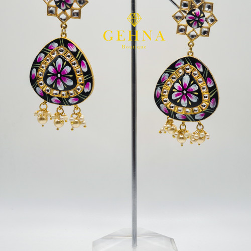 Black Blossum Dangle Earrings
