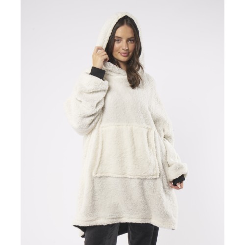 Adults Oversized cosy reversible sherpa hoodie
