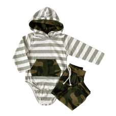 Childrens Camo Hooded Bodysuit Set