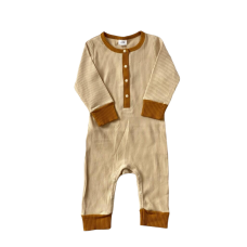 Childrens Champagne Contrast Footless Ribbed Onesie