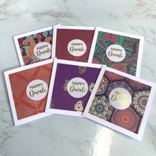6 Diwali cards (10x10cm) - Colourful