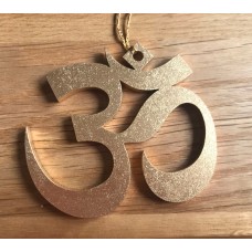 Wooden gold OM ornament. House warming gift.