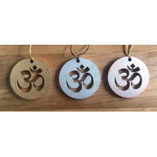 Round wooden Om ornament. House warming gift.