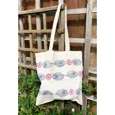 Hand printed, ethnic floral print, Mandala block print, 100% cotton tote bag