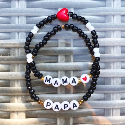 Personalised Mama Mummy Papa Beaded Bracelet | Mummy To Be Bracelet | Bestie Bracelet | Gift For Expectant Mummy | Name Bracelet | UK