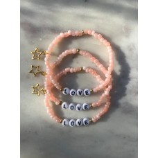 PEACH Personalised Girls Boys Kids Beaded Bracelet | Name Bracelet | Friendship Bracelets | Children's Names | Elasticated Bracelet | UK