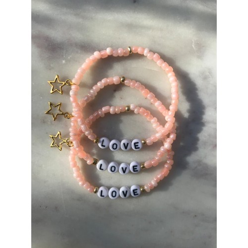 PEACH Personalised Girls Boys Kids Beaded Bracelet | Name Bracelet | Friendship Bracelets | Children's Names | Elasticated Bracelet | UK