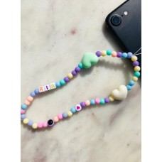 Pastel Personalised multicoloured beaded phone charm phone strap tech