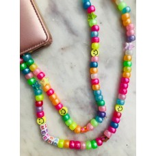Bright Happy Personalised handmade multicoloured beaded phone neck strap