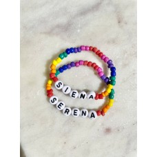 Bright Rainbow Name Personalised Girls Boys Kids Beaded Bracelet | Name Bracelet | Friendship Bracelets | Children's Names | Elasticated