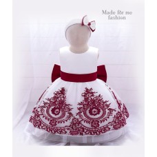Delicate Embroidery Dress - White and Red