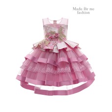 Floral Applique Jacquard Dress - Pink