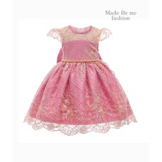 Floral Embroidered Dress - Pink