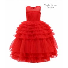 Frilled Layered Tutu Dress - Red