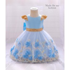 Glitter Sleeve Dress - Blue