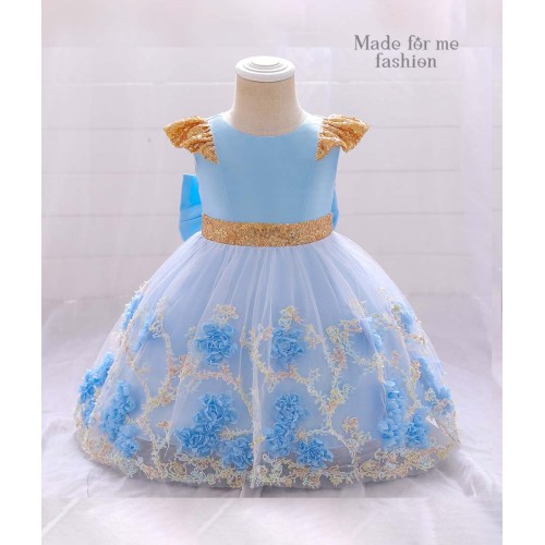 Glitter Sleeve Dress - Blue