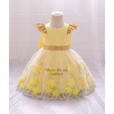 Glitter Sleeve Dress - Yellow