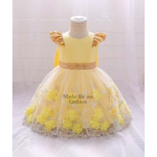 Glitter Sleeve Dress - Yellow