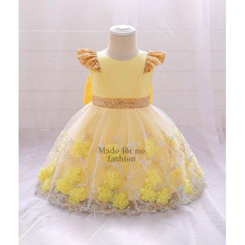 Glitter Sleeve Dress - Yellow