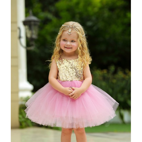 Golden Glitter Pink Dress