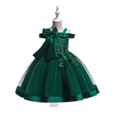 Green Off-Shoulder Side Bow Dress