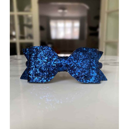 Navy Blue Bow Glitter Hair Band