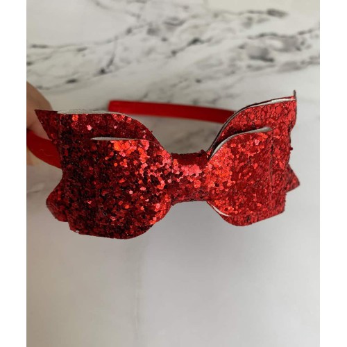 Red Bow Glitter Hair Band