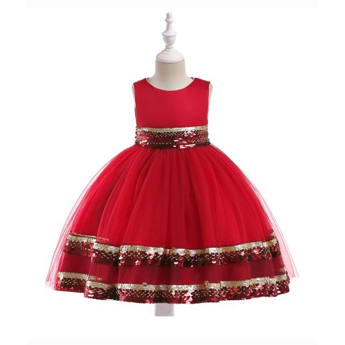 Red Layered Sequins Dress