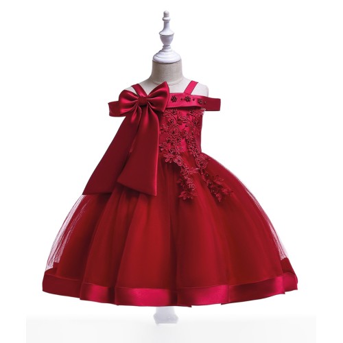 Red Off-Shoulder Side Bow Dress
