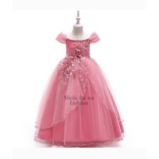 Sheer Applique Gown - Pink