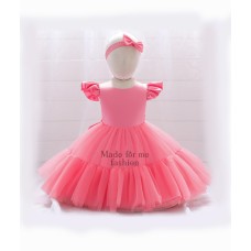 Tiered Mesh Dress - Light pink