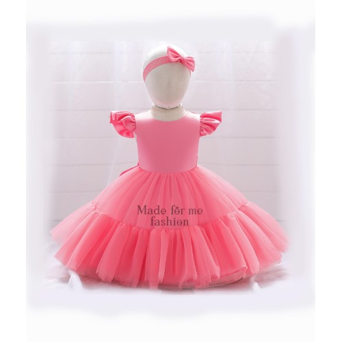 Tiered Mesh Dress - Light pink
